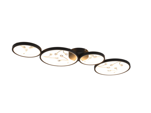 Plafondlamp Paadero mat zwart met 3 LED-lichtcirkels, modern en strak design