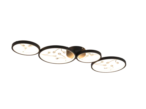 Plafondlamp Paadero mat zwart met 3 LED-lichtcirkels, modern en strak design
