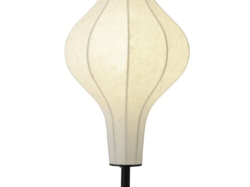 Tafellamp Stotas Papier H67,5 cm met naturel kap, zwarte voet en luchtig, warm design