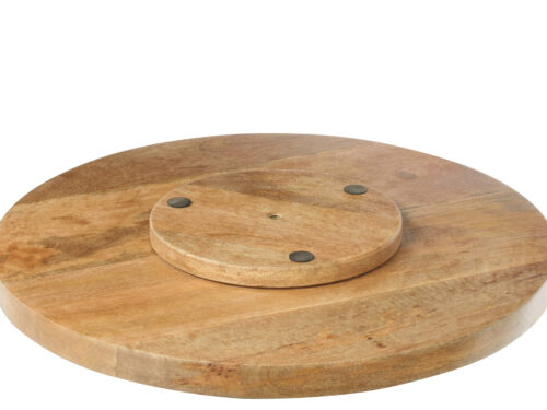 Draaiplank Praunnang mangohout 45,5 cm, rond serveerplateau met draaibaar ontwerp en natuurlijke houtnerf