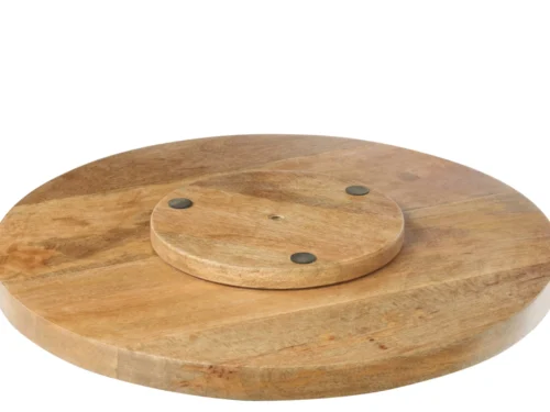 Draaiplank Praunnang mangohout 45,5 cm, rond serveerplateau met draaibaar ontwerp en natuurlijke houtnerf