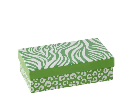 Kopje Gellaro porselein groen set van 2 in cadeauverpakking met luipaard- en zebrapatroon
