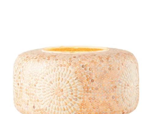 Tafellamp Zaussira Glas H30 cm met beige mozaïekglas, kraaltjes en warme sfeervolle uitstraling