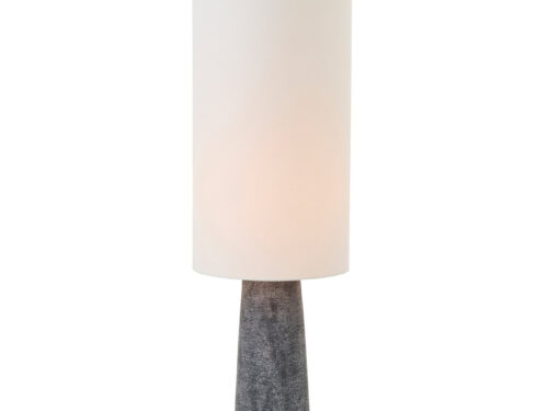 Vloerlamp Garmik Glasvezel H144 cm met zwarte voet, linnen kap en slank modern design