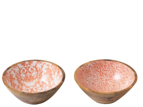 Kom Fuska mangohouten kommen set van 2, oranje bloemmotief, decoratief en praktisch