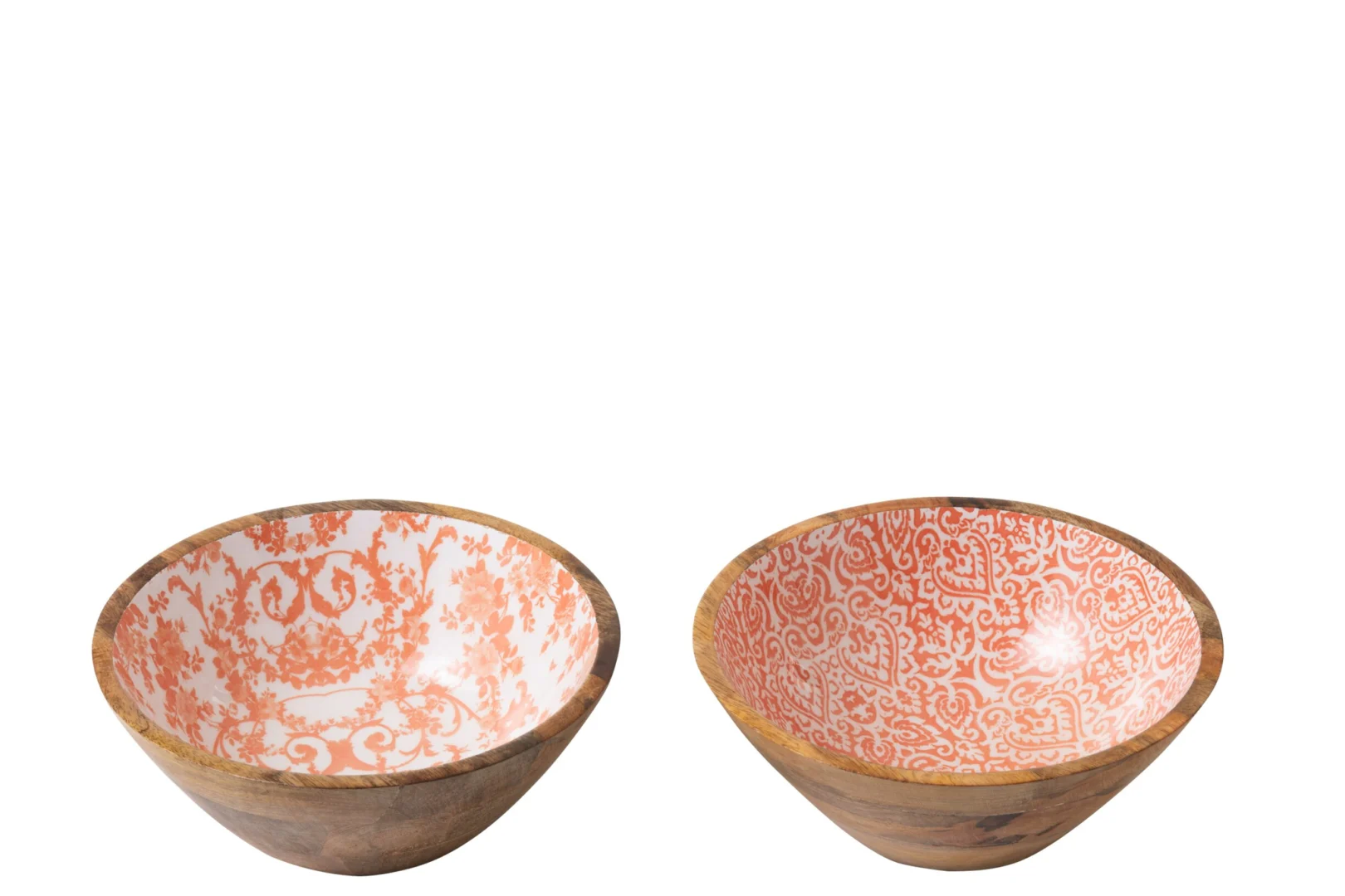 Kom Fuska mangohouten kommen set van 2, oranje bloemmotief, decoratief en praktisch