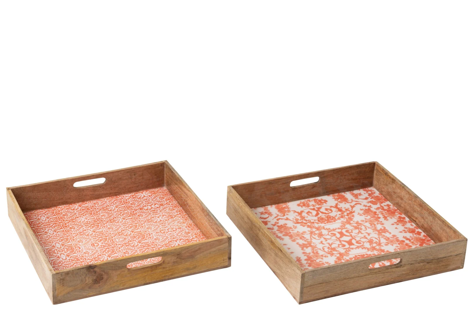 Dienblad Preisak Mangohout Oranje - Set van 2 - Afbeelding 3
