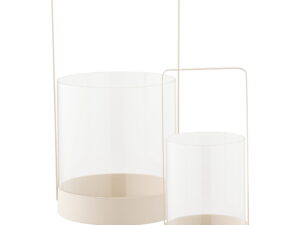 Windlicht Tilver Metaal Beige H25 cm - Set van 2