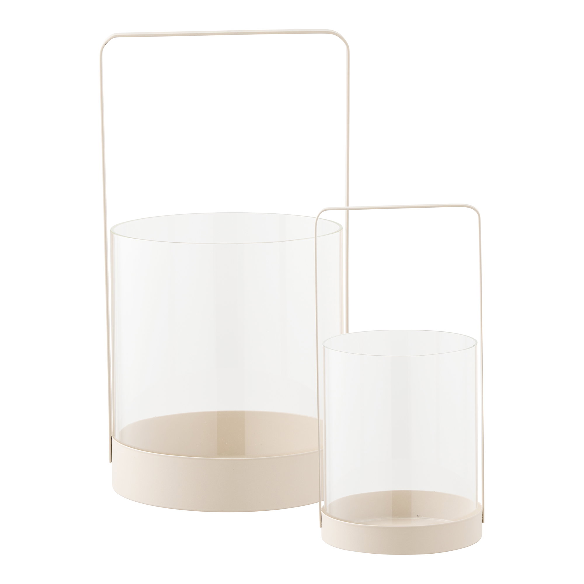 Windlicht Tilver Metaal Beige H25 cm - Set van 2