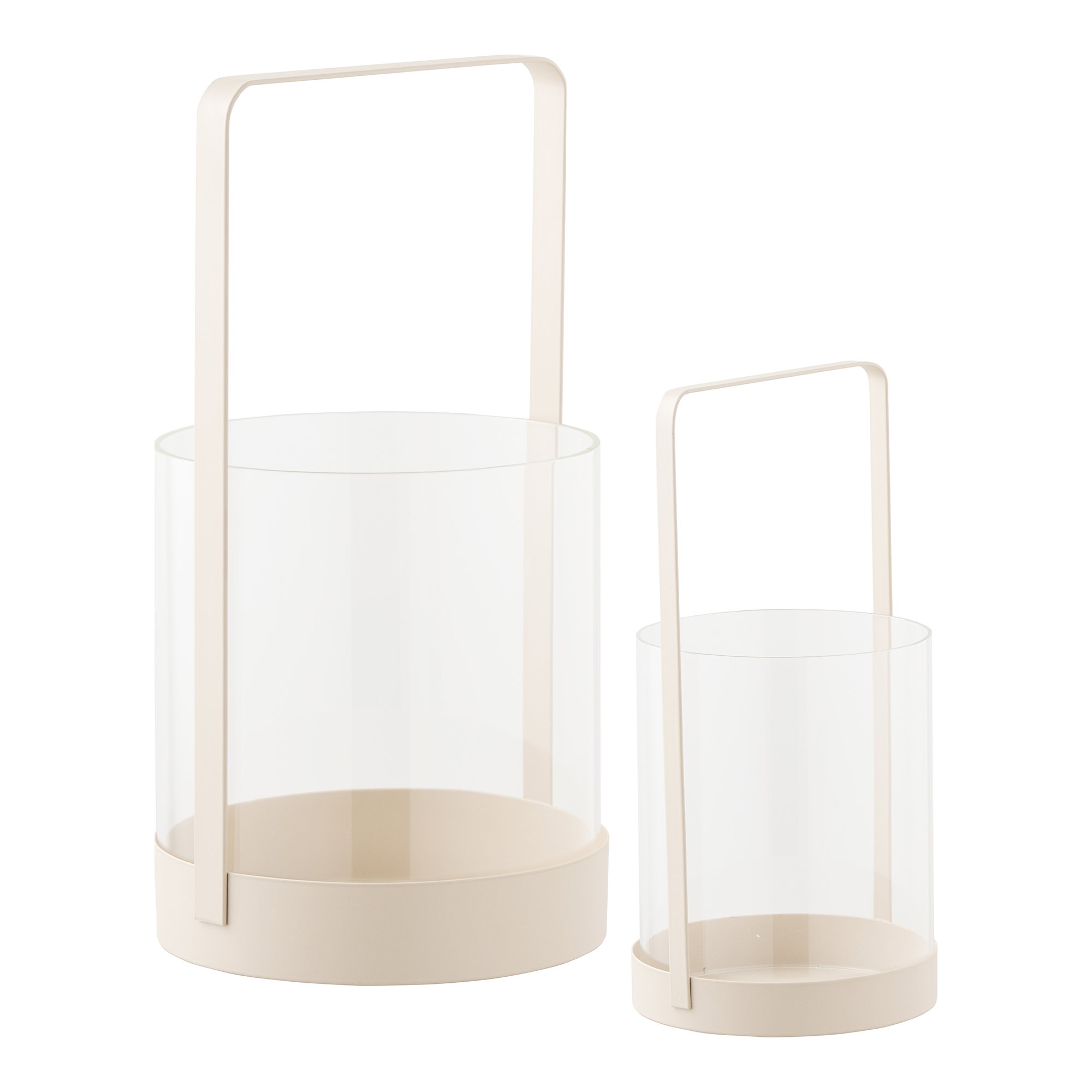 Windlicht Tilver Metaal Beige H25 cm - Set van 2 - Afbeelding 2