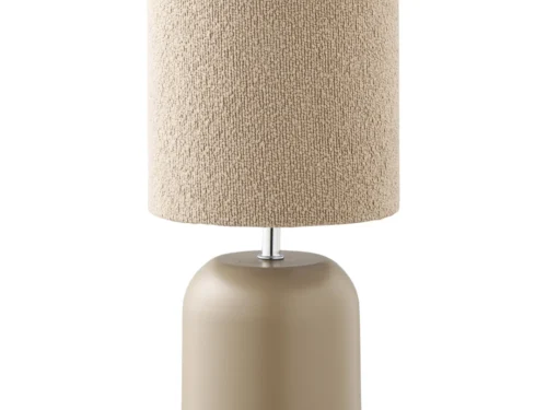 Tafellamp Grendio grijs H24 cm met stoffen kap en metalen voet, modern en sfeervol ontwerp
