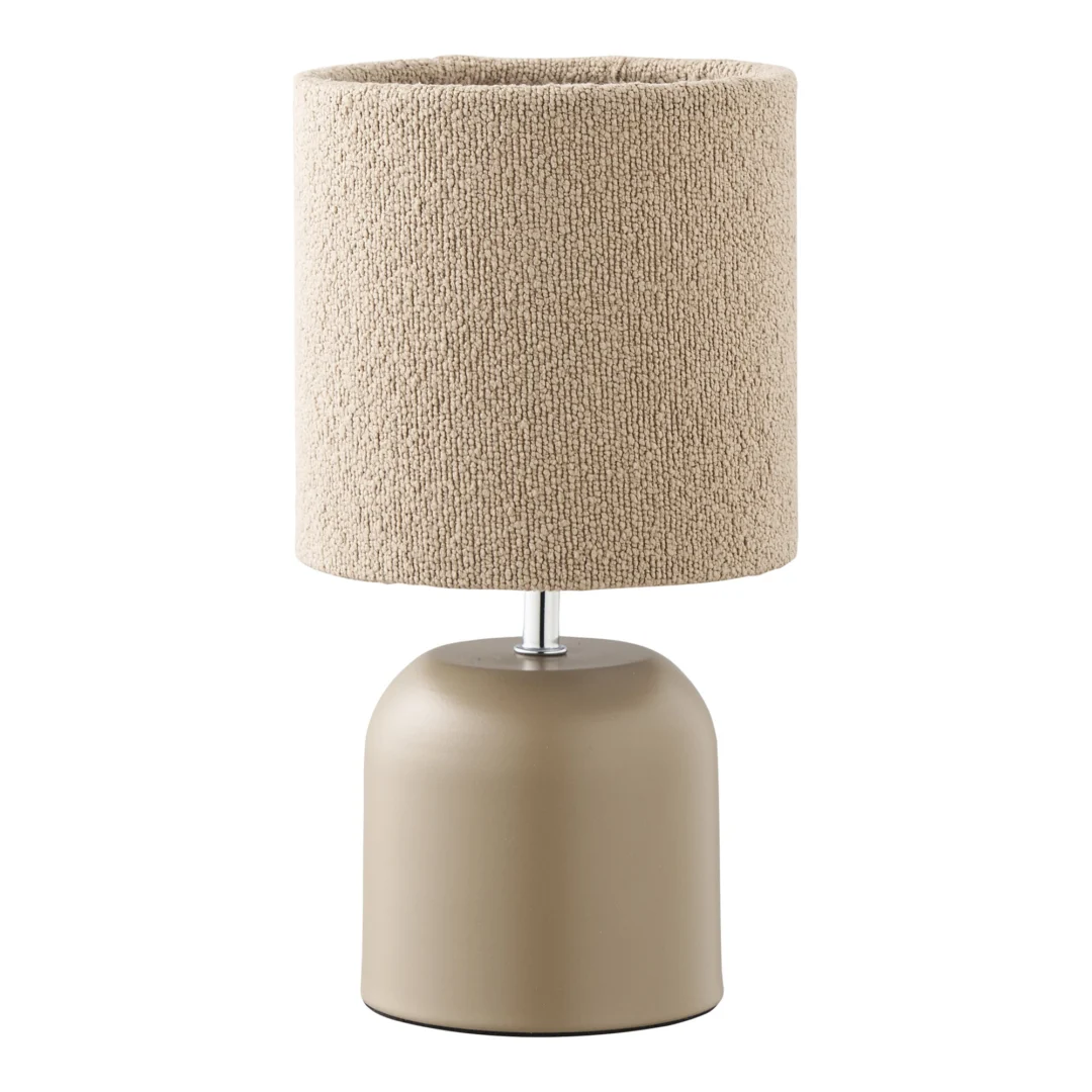 Tafellamp Grendio grijs H24 cm met stoffen kap en metalen voet, modern en sfeervol ontwerp