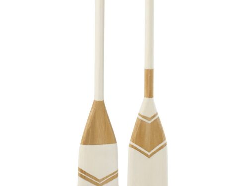 Woonaccessoire Vetu van naturel paulowniahout, slank decor met witte en houtkleurige details