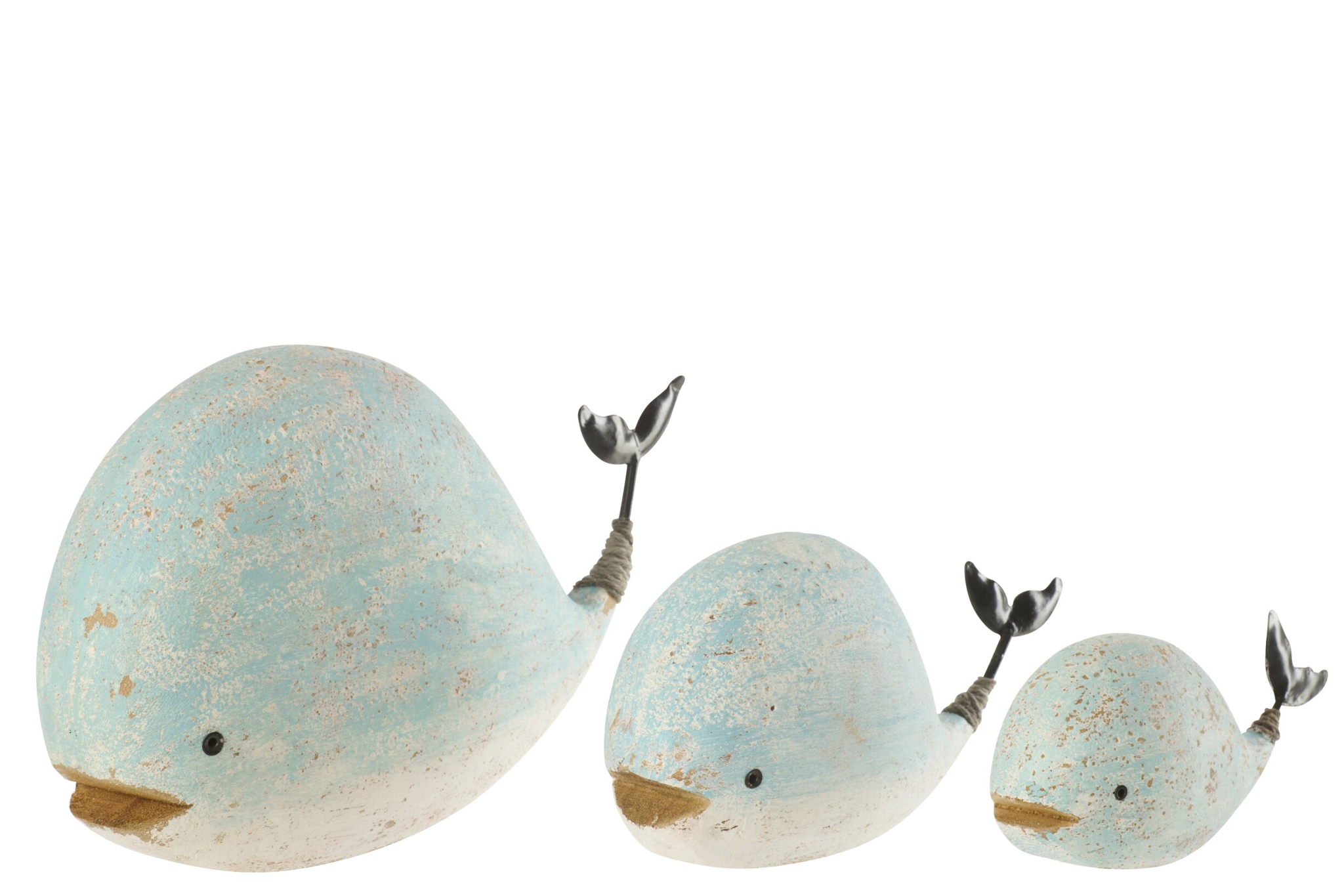 Decoratiefiguur Printan walvis van wit paulowniahout met speelse, natuurlijke afwerking, H13,5 cm