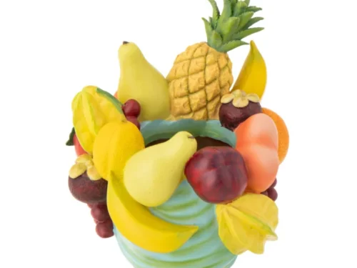 Bloempot Skaarmino Meerkleurig H36,5 cm met tropisch fruitmotief en decoratieve, kleurrijke afwerking