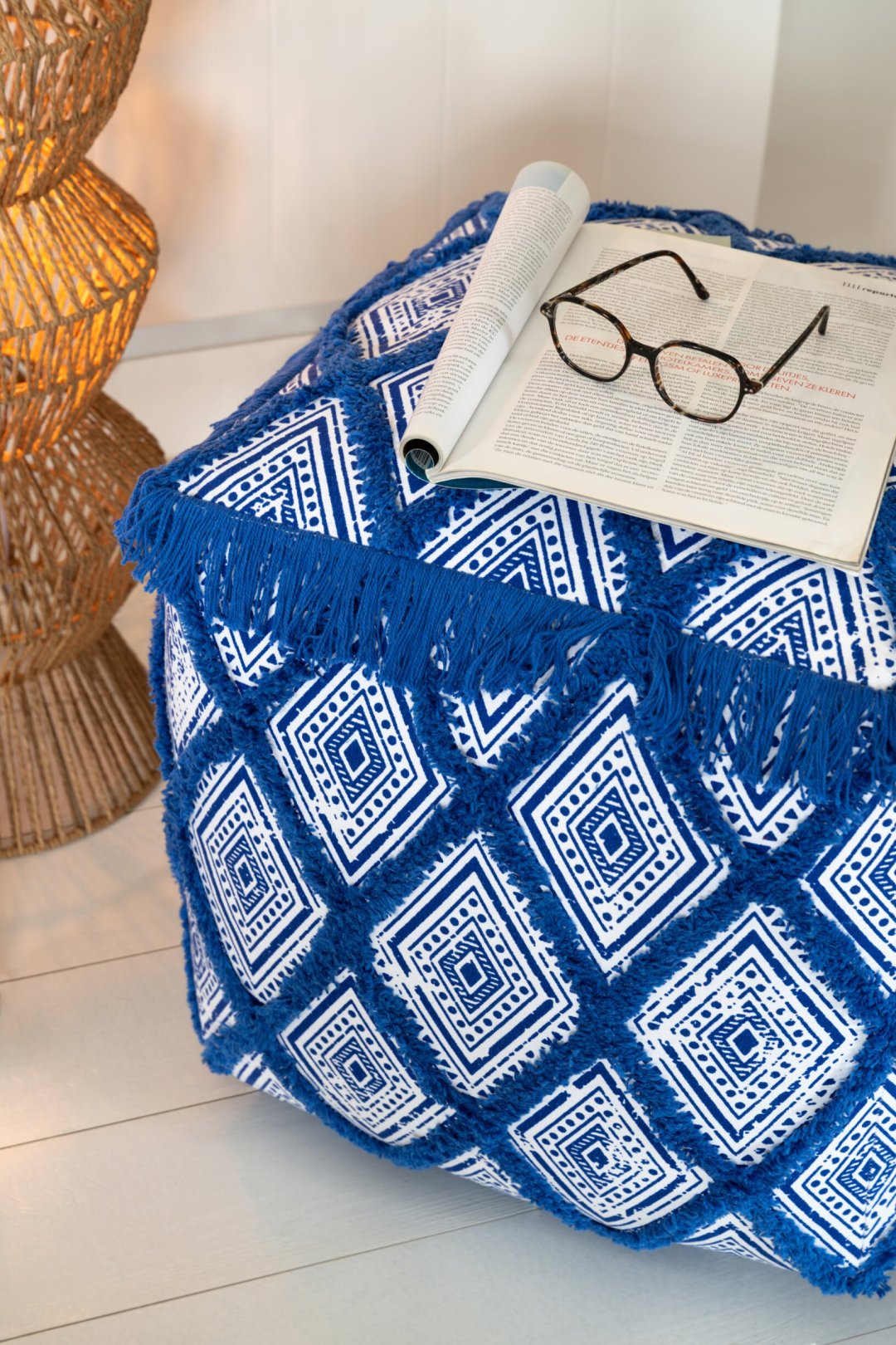 Poef Calvi Katoen Blauw - Afbeelding 3