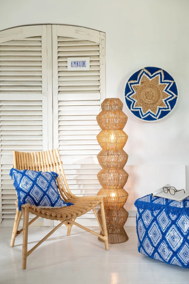 Poef Calvi Katoen Blauw - Afbeelding 4
