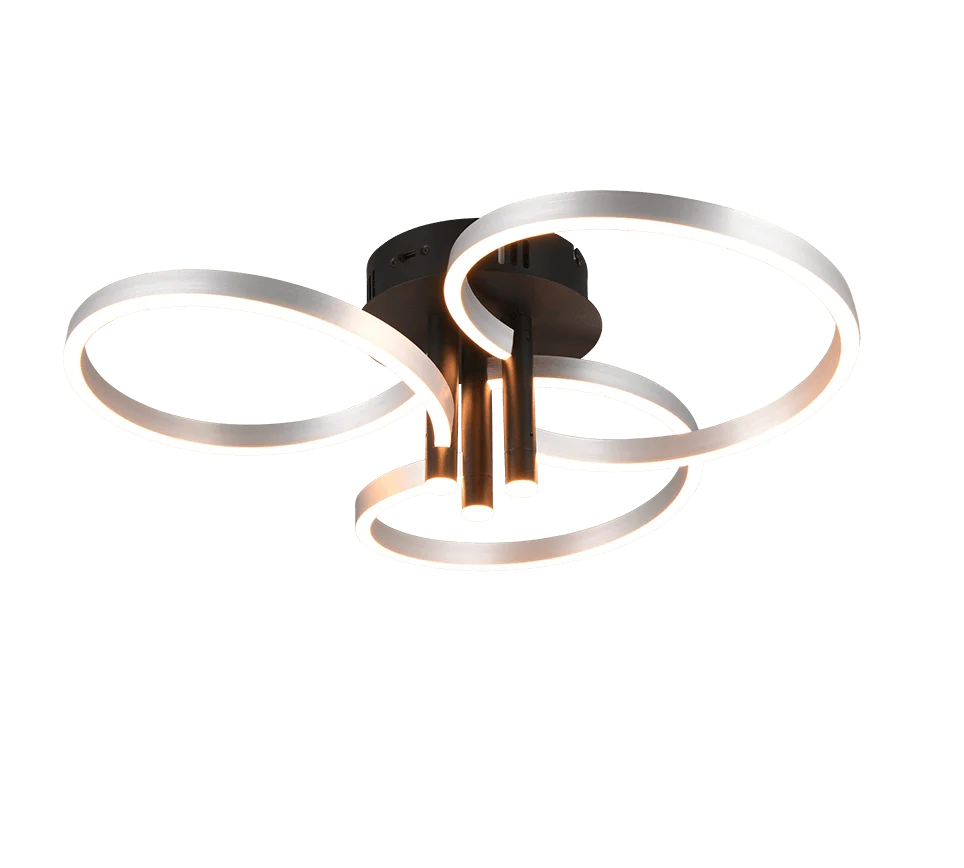 Plafondlamp Kleivond set van 3 met ronde LED-ringen in geborsteld aluminium, modern en dimbaar licht