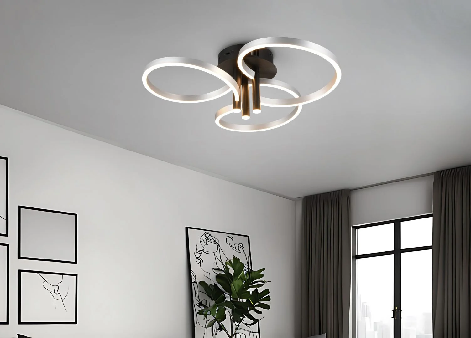 Plafondlamp Kleivond Metaal Ø65,5 cm - Set van 3 - Afbeelding 6