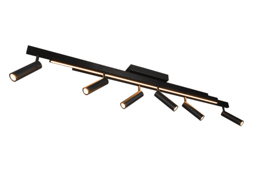 Plafondlamp Braunnak mat zwart, 3-delig met verstelbare spots en warme LED-verlichting