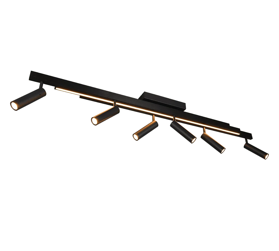 Plafondlamp Braunnak mat zwart, 3-delig met verstelbare spots en warme LED-verlichting