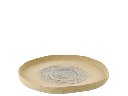 Wanddecoratie Meennu naturel van zeegras, ronde wandschaal met geweven detail en zachte diepte