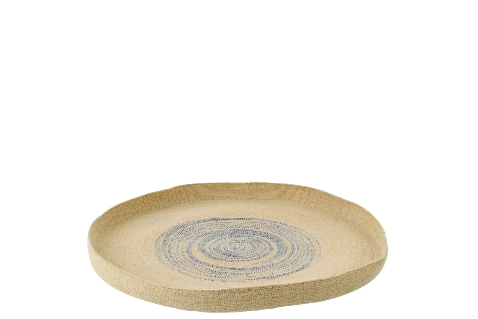 Wanddecoratie Meennu naturel van zeegras, ronde wandschaal met geweven detail en zachte diepte