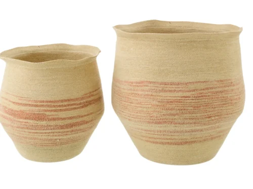 Woonaccessoire Ziekan zeegrasmanden naturel, set van 2 met gestreept design en royale opbergruimte