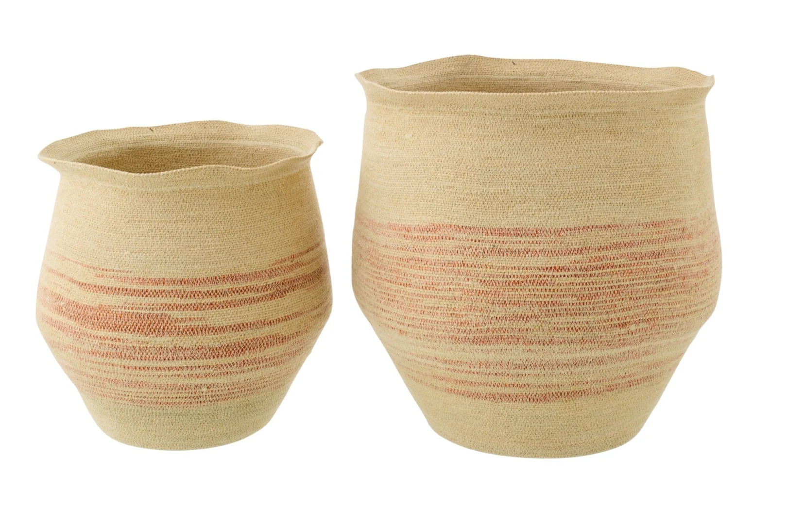 Woonaccessoire Ziekan zeegrasmanden naturel, set van 2 met gestreept design en royale opbergruimte