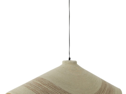 Plafondlamp Nerdia Zeegras met natuurlijke beige kap en zwarte ophanging, warme sfeervolle uitstraling