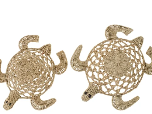 Klakoro zeegras wanddecoratie schildpadden naturel, set van 2, H15 cm, speelse natuurlijke uitstraling