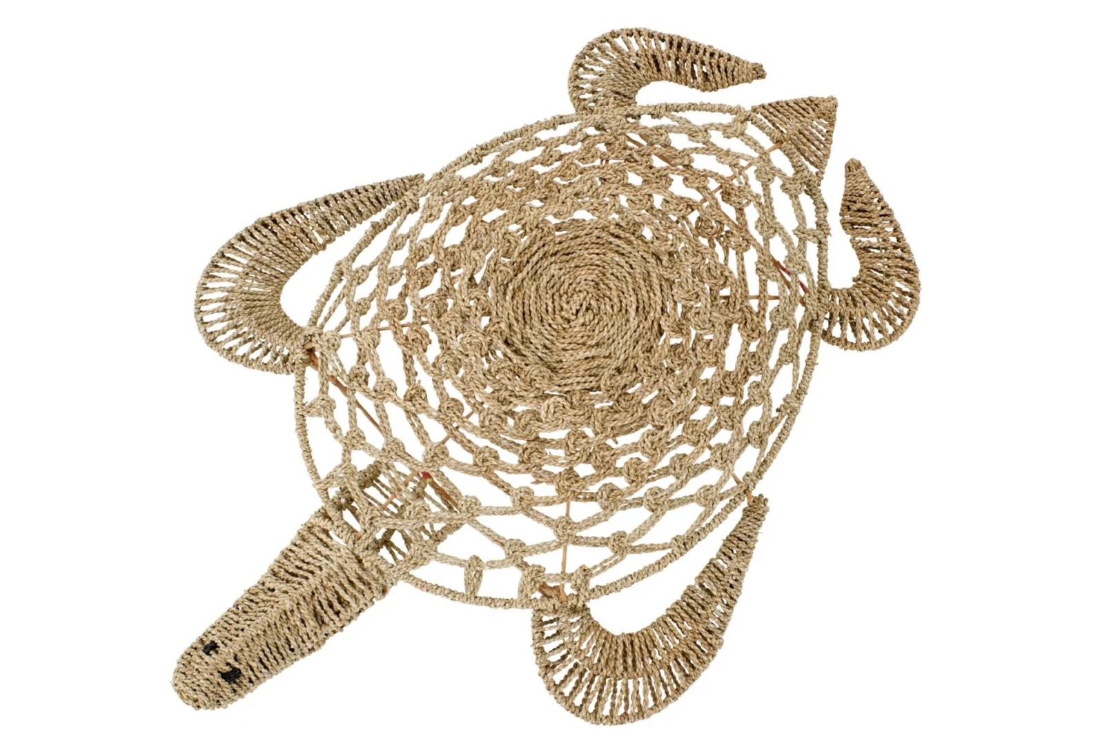Wanddecoratie Klaady naturel van zeegras met speels vismotief en handgevlochten structuur