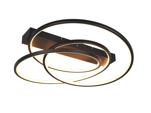Plafondlamp Naatu mat zwart set van 3 met moderne LED-ringen en geïntegreerd warm licht