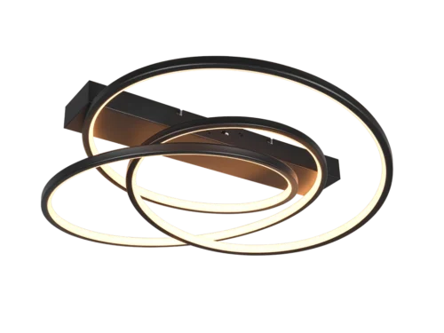 Plafondlamp Naatu mat zwart set van 3 met moderne LED-ringen en geïntegreerd warm licht