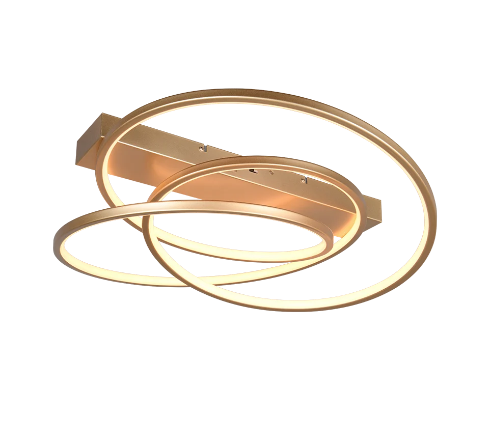 Plafondlamp Meimme Goud set van 3 met moderne gouden LED-ringen en geïntegreerde verlichting