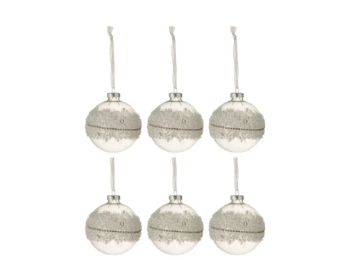 Opbergdoos Flelal glas transparant met suikereffect en diamantlijn, compact voor kleine accessoires