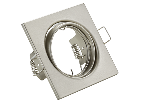 Inbouwspot Kloormir mat nikkel, vierkant metalen design met draaibare GU10-fitting, set van 3