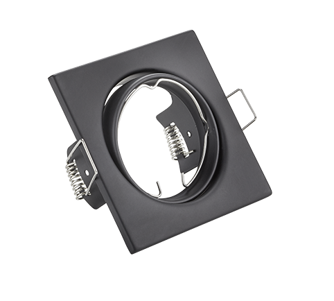 Mat zwarte Voonnero inbouwspot met draaibare GU10 fitting en vierkante metalen afwerking, set van 3