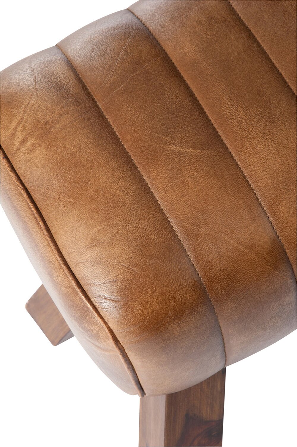 Stooves Leer Bruin gymbank met bruin leer en sheeshamhouten poten, warm en stoer design