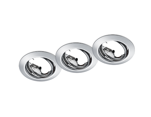 Inbouwspot Nuskor chroom set van 3, draaibare GU10 spots met moderne metaalafwerking