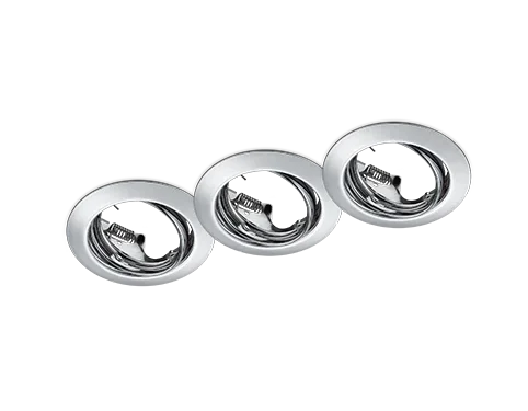 Inbouwspot Nuskor chroom set van 3, draaibare GU10 spots met moderne metaalafwerking