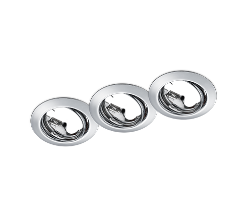 Inbouwspot Nuskor Chroom Ø8,3 cm - Set van 3