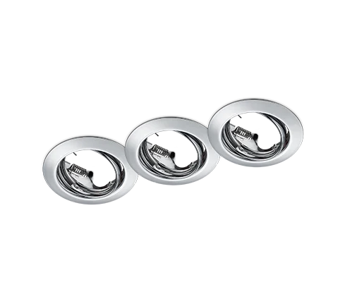 Inbouwspot Nuskor chroom set van 3, draaibare GU10 spots met moderne metaalafwerking
