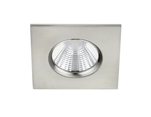 Heisken inbouwspot mat nikkel, vierkante LED-spot met strakke metalen afwerking voor plafondmontage