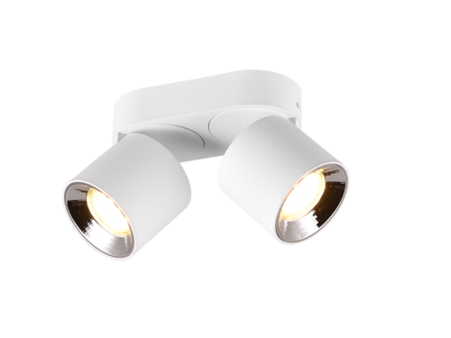 Plafondlamp Greelvand mat wit, set van 3, met 2 verstelbare GU10-spots en strakke metalen afwerking