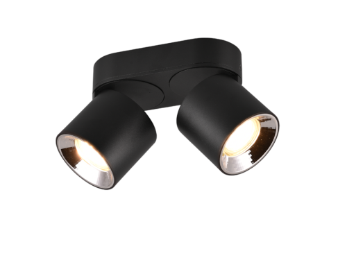 Plafondlamp Prolvir mat zwart, set van 3, met twee verstelbare GU10-spots en metalen design