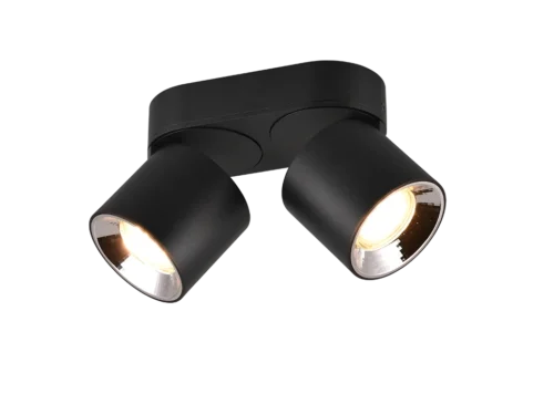 Plafondlamp Prolvir mat zwart, set van 3, met twee verstelbare GU10-spots en metalen design