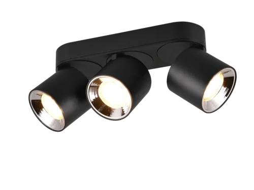 Dilty plafondlamp mat zwart, 3-lichts GU10 spots met verstelbare lichtbundels en strak metaaldesign