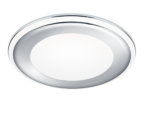 Frode chroom inbouwspot Ø14,8 cm met vlak profiel en geïntegreerde LED, strakke plafondafwerking, set van 3