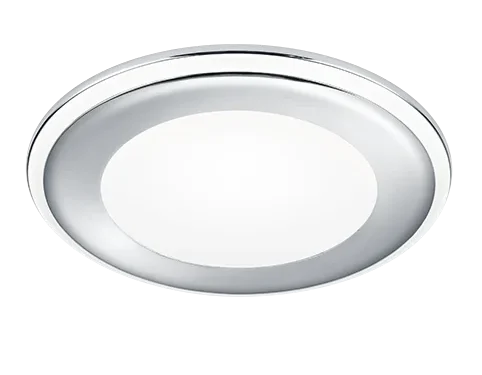 Frode chroom inbouwspot Ø14,8 cm met vlak profiel en geïntegreerde LED, strakke plafondafwerking, set van 3